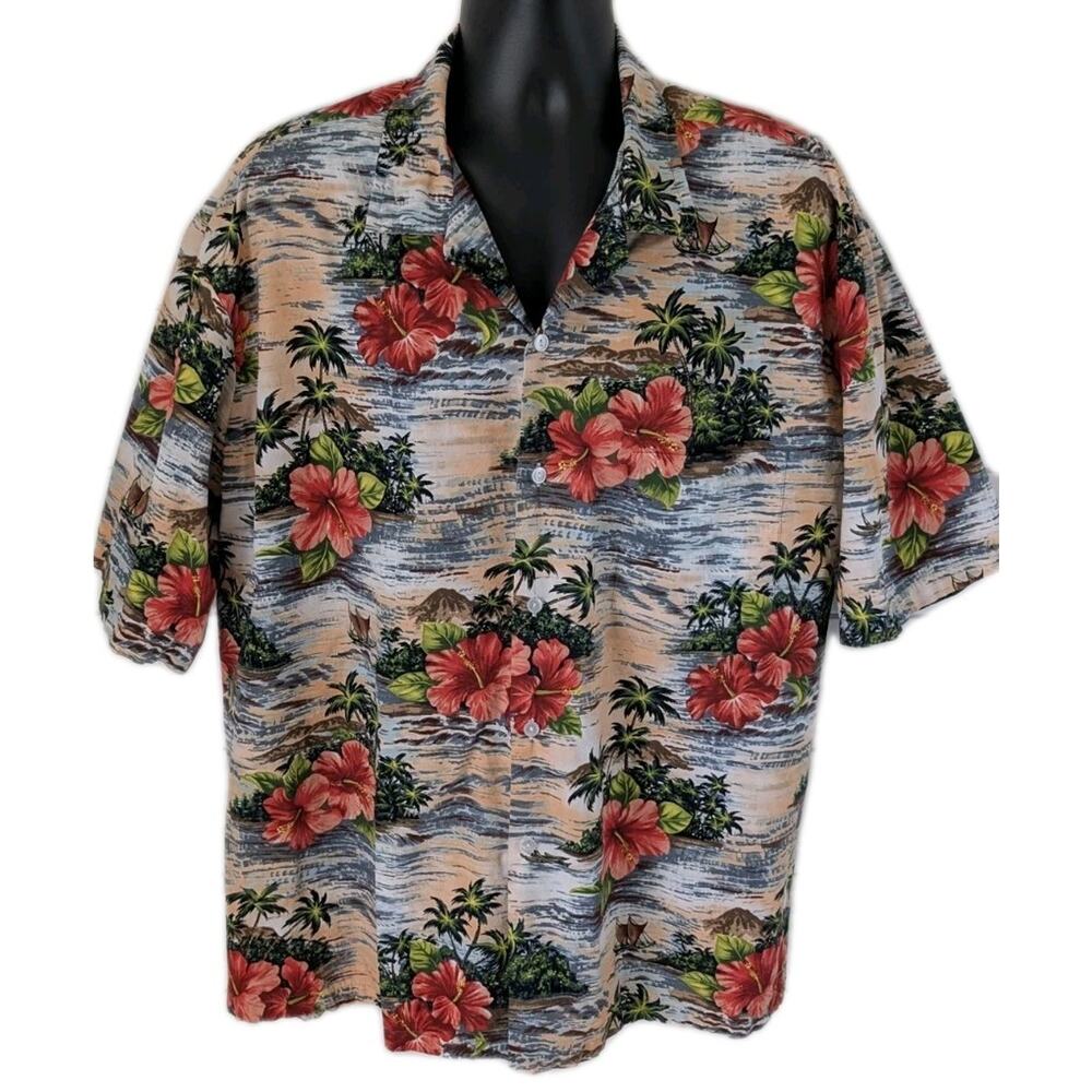 Vintage Hawaii Aloha Shirt Men’s 4XL Chest 62 Made in USA Hibiscus Floral Hawaii